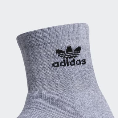 Originals Grey Trefoil Quarter Socks 6 Pairs