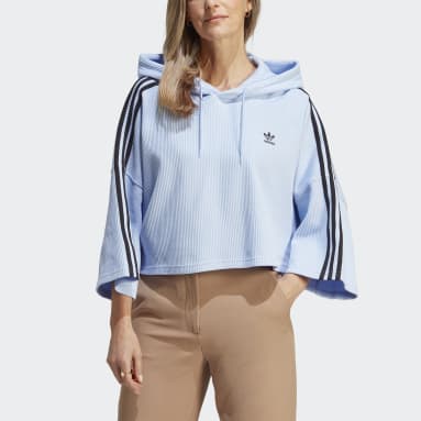 Sweat-shirt à capuche court Bleu Femmes Originals