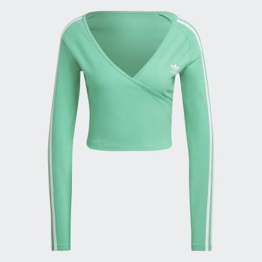 T-shirt Adicolor Classics Cropped Long Sleeve Turquoise Femmes Originals