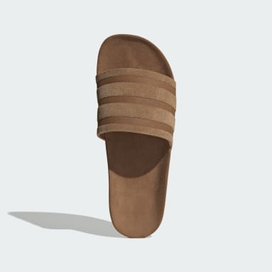 Adilette Sliders Leather Upper adidas UK