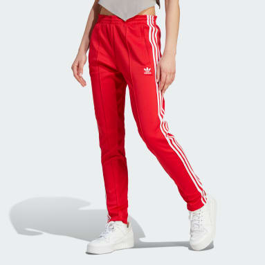 Adidas Women's Track Pants Mystery Red Burgundy Wide Parachute Loose Fit  Size L