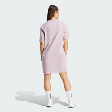 Women's Sportswear Purple Essentials 3-Stripes Single Jersey Boyfriend Tee Dress