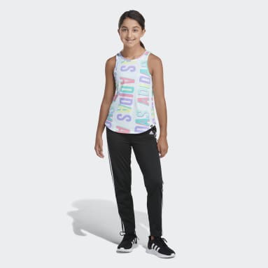 Youth Yoga Green Allover Print Curved Hem Tank Top