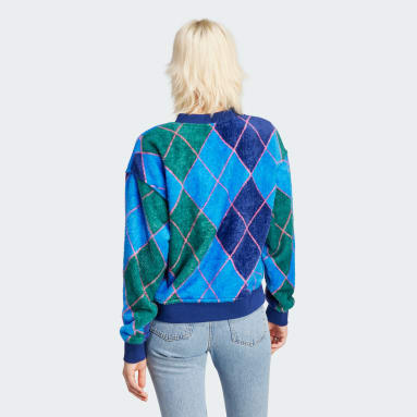 Women originals Green 아가일 플러피 브이넥 스웨터