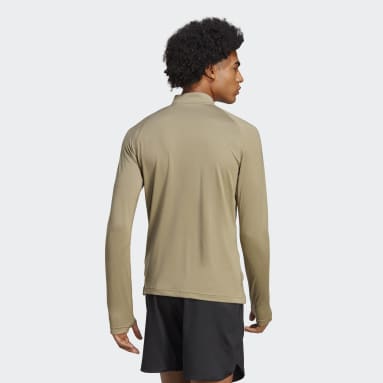 Playera manga larga AlphaStrength 1/4 Zip Verde Hombre Training