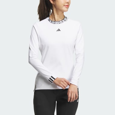 Women Golf White 콜드레디 모크넥 긴팔 로고 셔츠
