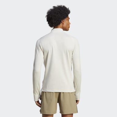 Haut à zip 1/4 et manches longues AlphaStrength Beige Hommes Entraînement