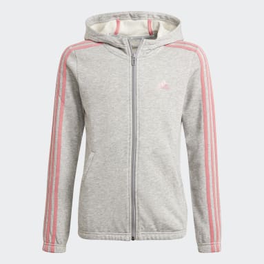 Girls Sportswear Grey Essentials 3-Stripes Hoodie