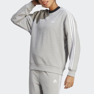 Adidas Neo Women's Medium Crewneck Sweatshirt, Two Tone Heather Gray 3  Stripes