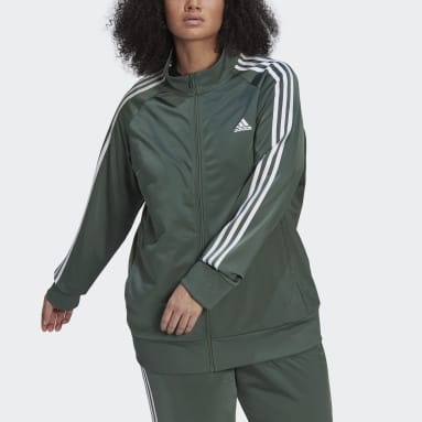 Women's Essentials Green Essentials Warm-Up Tricot Slim 3-Stripes Track Jacket (Plus Size)