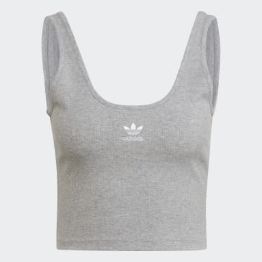 Regata Canelada Adicolor Essentials Cinza Mulher Originals