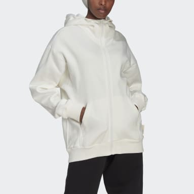 Veste à capuche entièrement zippée en molleton Studio Lounge Blanc Femmes Sportswear