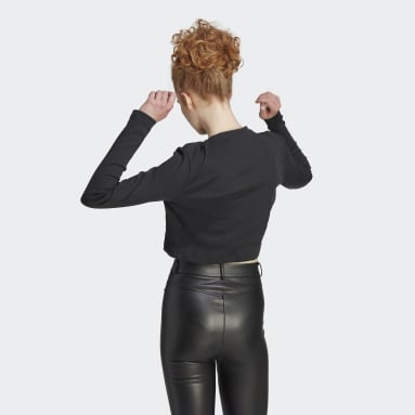 Women's Sportswear Black Lounge Ribbed Crop Long Sleeve Tee