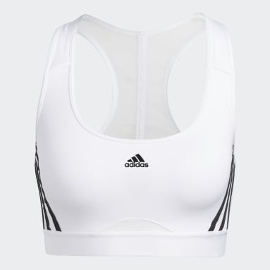 Women Gym & Training White adidas Powerreact Training Medium-Support 3-Stripes Bra