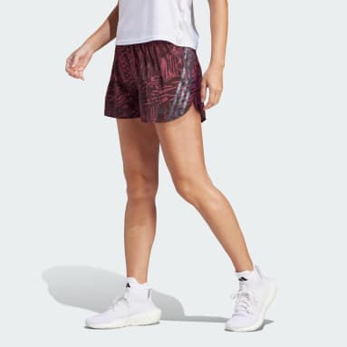 Frauen Running Run Icons 3-Streifen Allover Print Running Shorts Braun