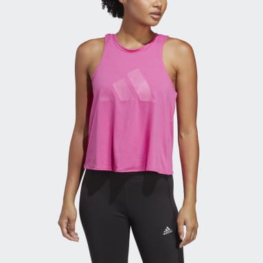 Women Gym & Training Pink Train Icons 3 Bar Logo Tank Top