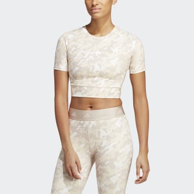 Techfit Camo Print Crop Training T-skjorte Brun