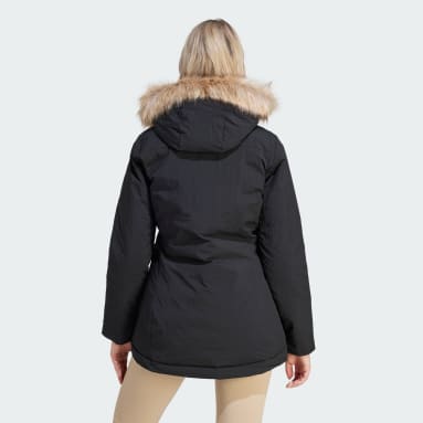 Ženy Sportswear čierna Parka s kapucňou Fur