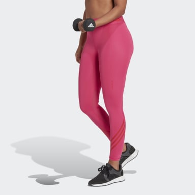 Women Gym & Training Pink Techfit 3-Stripes Tights