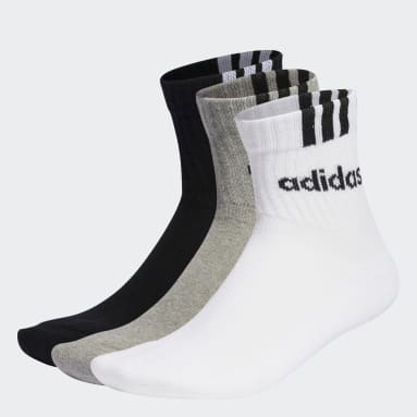 Medias 3-Stripes Linear Half-Crew Cushioned 3 Pares Gris Training