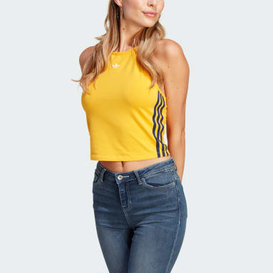 Camiseta cuello halter Amarillo Mujer Originals