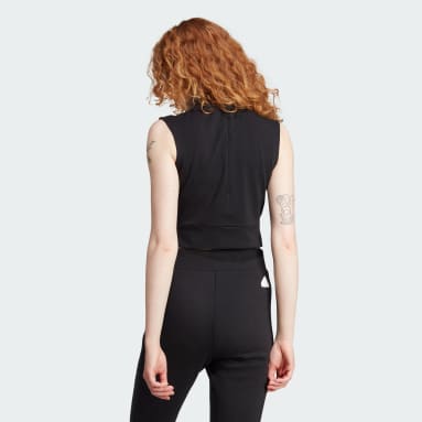Top Mission Victory Sleeveless Cropped Nero Donna Sportswear