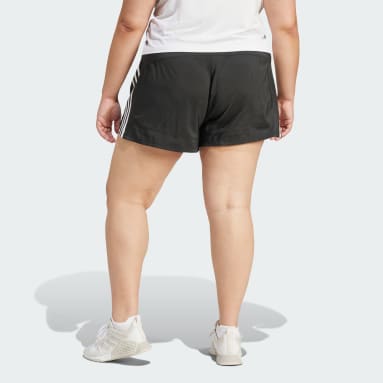 Women Training Black Pacer Training 3-Stripes Woven High-Rise Shorts (Plus Size)