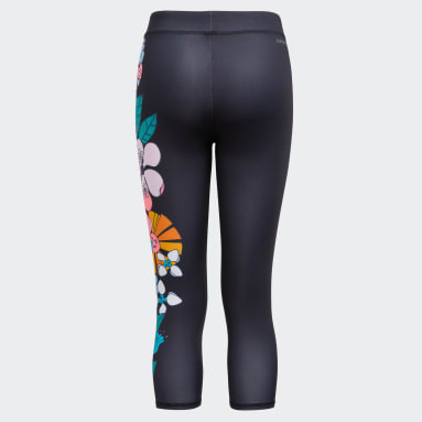 Youth Yoga Black FLORAL 7/8 TIGHT