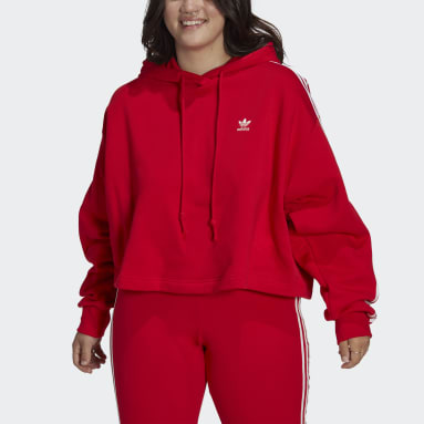 Sweat-shirt à capuche court Adicolor Classics (Grandes tailles) rouge Femmes Originals