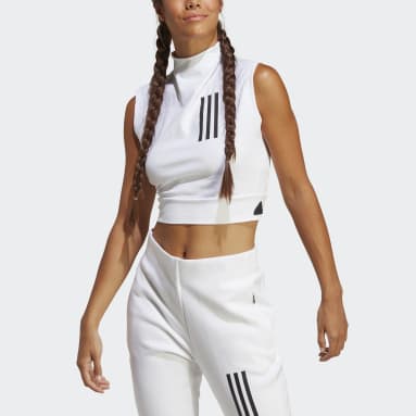 Women Sportswear White Mission Victory Sleeveless Cropped Top