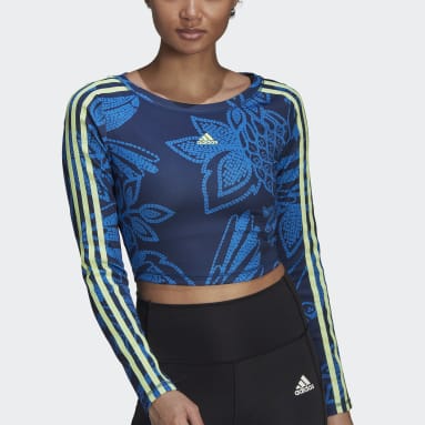 T-shirt court à manches longues FARM Rio Bleu Femmes Fitness Et Training