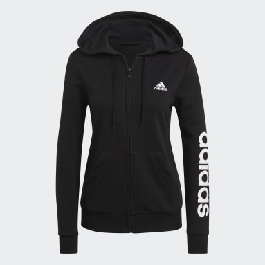 Polera con Capucha Essentials Logo Negro Mujer Sportswear