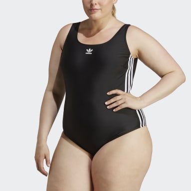 Dam Originals Svart Adicolor 3-Stripes Swimsuit (Plus Size)