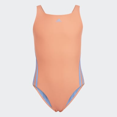 Mädchen Sportswear 3-Streifen Badeanzug Orange