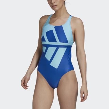 Frauen Schwimmen Logo Graphic Badeanzug Blau