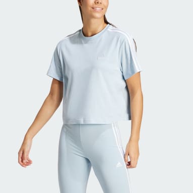 Dam Sportswear Blå Essentials 3-Stripes Single Jersey Crop Top