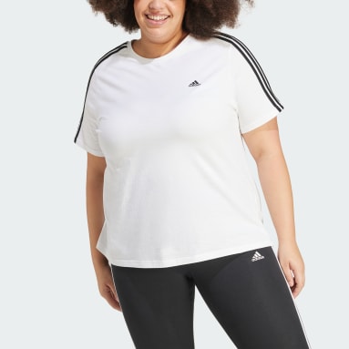 Ženy Sportswear bílá Tričko Essentials Slim 3-Stripes (plus size)