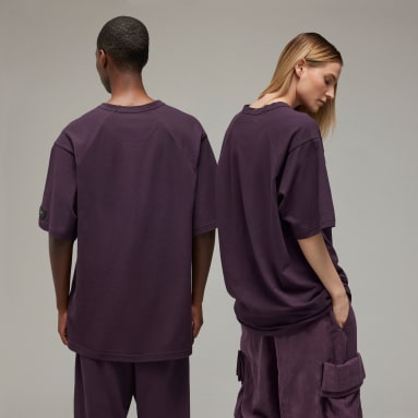 y_3 Purple Y-3 크레이프 저지 반팔 티
