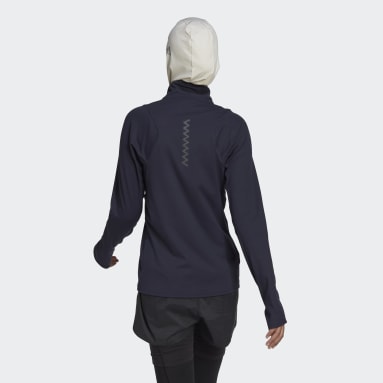 Frauen Running Run Fast Half-Zip Longsleeve Blau
