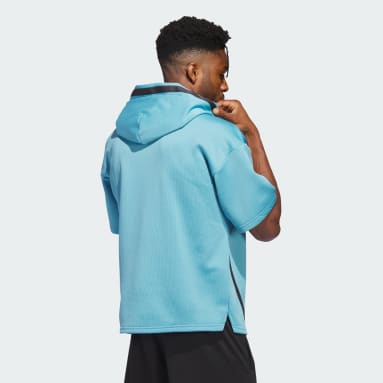 Sweat-shirt à capuche à manches courtes adidas Basketball Select Bleu Hommes Basketball