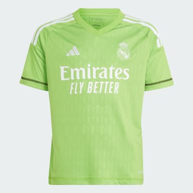 Camisola Principal de Guarda-redes Condivo 22 do Real Madrid – Criança Verde Rapazes Futebol