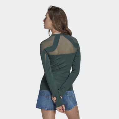 Women Lifestyle Green Centre Stage Mesh Top