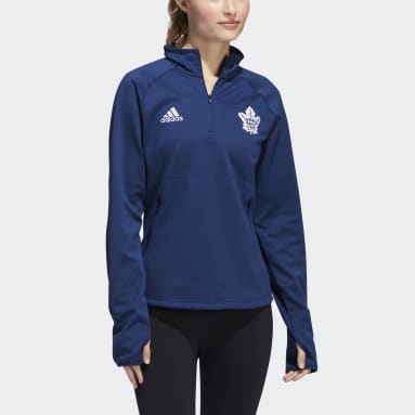 Women Sportswear Blue Maple Leafs 22 NHL Fleece 1/4 Zip Sweatshirt