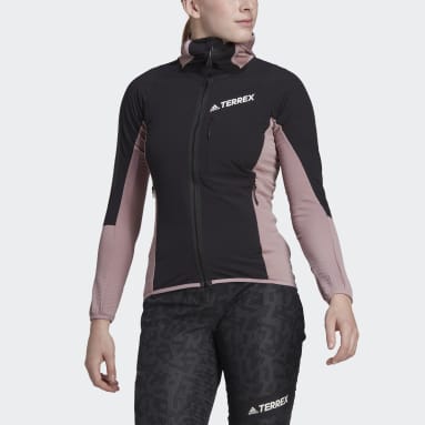 Frauen TERREX Techrock Flooce Wind Hooded Fleecejacke Lila
