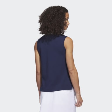 Women's Golf Blue Go-To Piqué Sleeveless Golf Polo Shirt