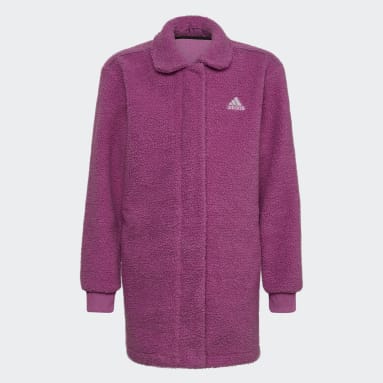 Girls Sportswear Purple Winter Glam Teddy Long Loose Jacket