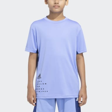 Girls Training Blue ADIDAS 3 STRIPES GRAPHIC TEE    