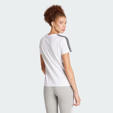 Camiseta Essentials Slim 3-Stripes Branco Mulher essentials