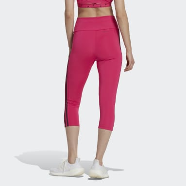 Ženy Cvičení A Trénink růžová Legíny Designed To Move High-Rise 3-Stripes 3/4 Sport