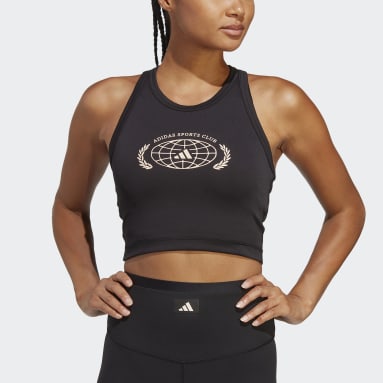 Γυναίκες Γυμναστήριο Και Προπόνηση Μαύρο Sports Club Crop Graphic Tank Top